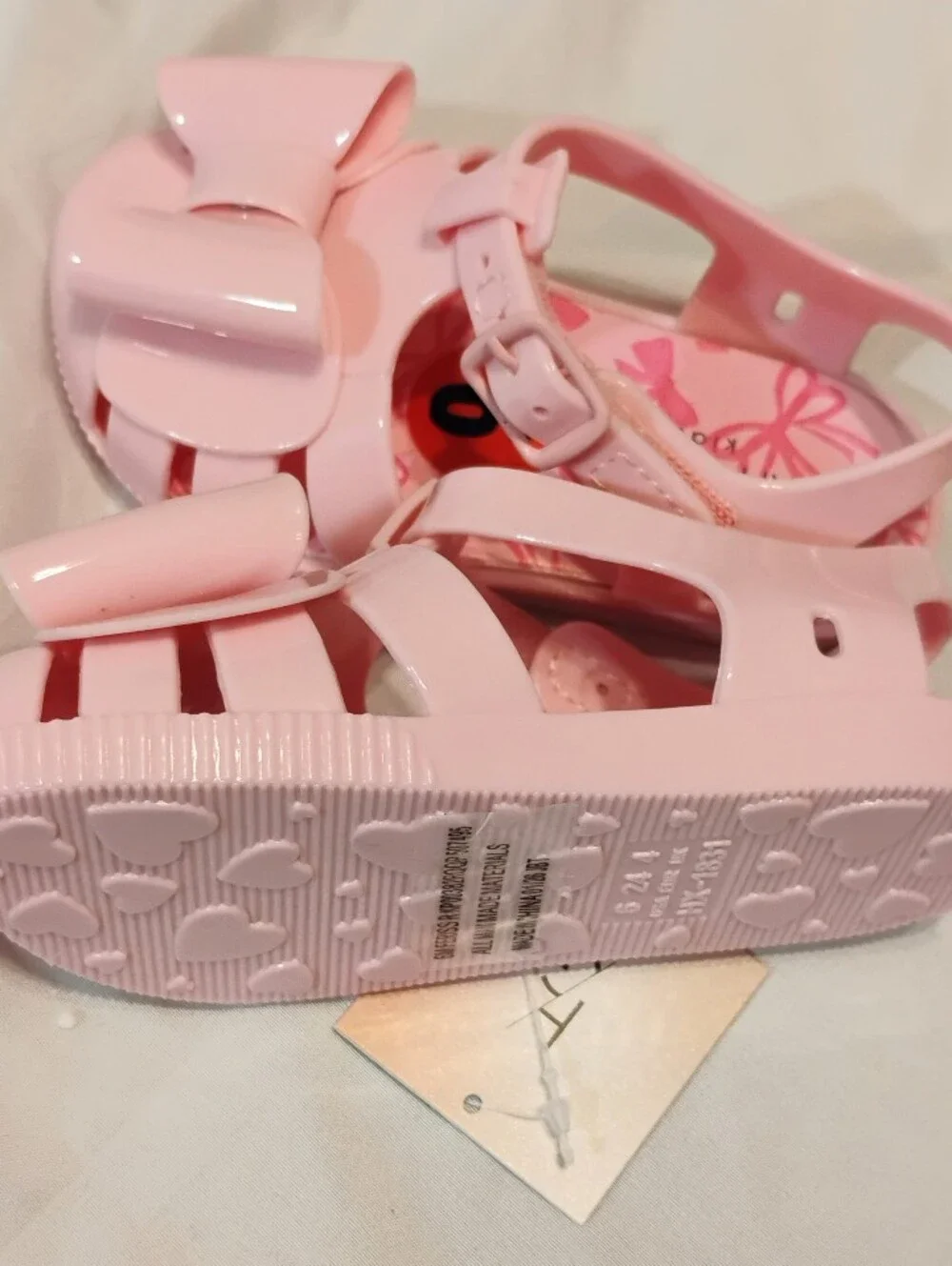 Happily Grey Girls' Pink Bow Jelly Sandals with Adjustable Back Strap
